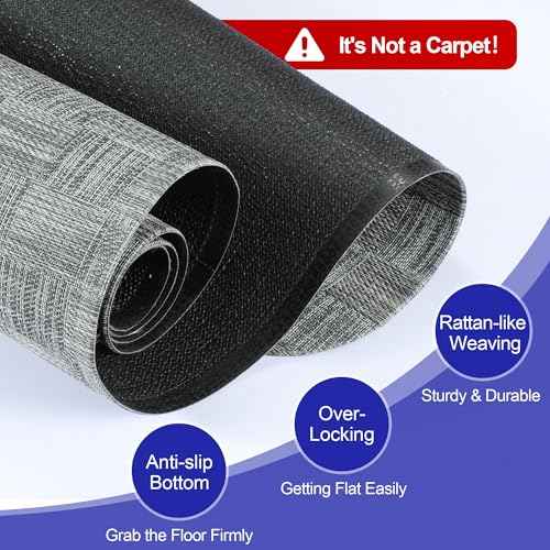 Delamu Office Chair Mat for Hardwood Floor, Non-Slip PVC Woven Computer Desk Chair Mat, 35"¡¿47" Heavy Duty Hard Floor Protector for Rolling Chairs, Light Gray, Not for Carpet