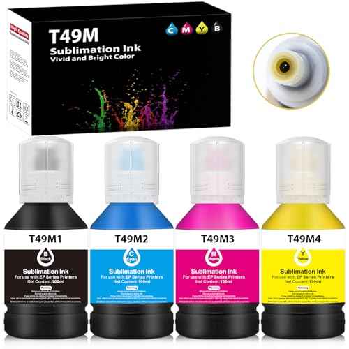 4x140ml T49M Autofill Sublimation Ink Compatible for SureColor F170 F570 Dye-Sublimation Printers (T49M1 T49M2 T49M3 T49M4, 4 Pack)