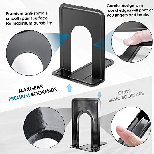 MaxGear Large 2 Pairs Matte Painted Heavy Duty Bookends for Shelves