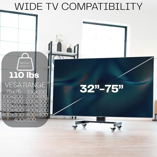 VIVO Low-Height Tilting Mobile TV Cart for 32–75 in Screens