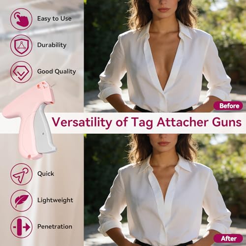 AISOSO Handheld Tagging Gun for Clothes (Pink) with 3000 Fasteners – 0.8mm Precision Needle