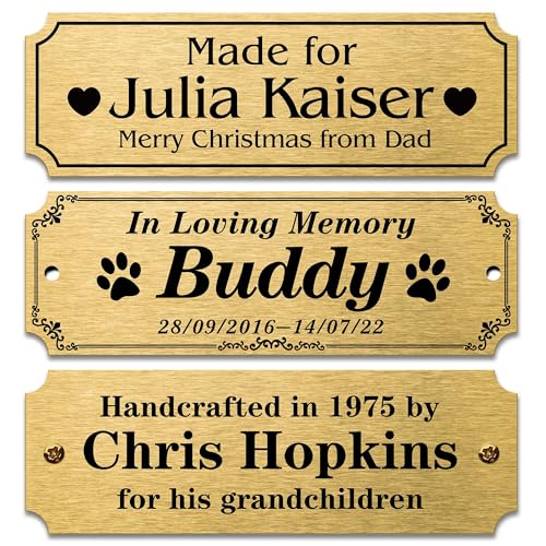 Personalized Brass Name Plate Memorial Plaque 3" x 1" - Caramel Sweet Life