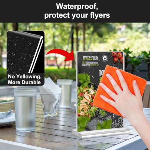 24 Pack 4x6 Acrylic Sign Holders Double-Sided Clear Display Stands for Menus & Flyers