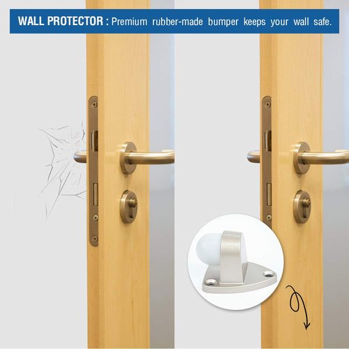 CG PLUS Floor Door Stopper with Rubber pad 2pack, Circle Shaped Door Stopper, Protecting Wall (2.7inch x 15pack, Satin Nickel)