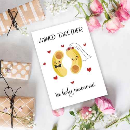 Cute Macaroni Pun Engagement Card for Couple Partner, Funny Wedding Card Marriage Gift for Bride Groom Newlyweds, Bridal Shower Gift for Him Her