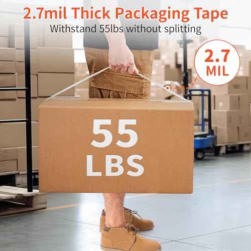 JARLINK 36 Rolls Clear Packing Tape with 2 Dispensers, Heavy Duty Packaging Tape Refills for Shipping Packaging Mailing, 2.7mil Thick, 1.88 inches Wide, 55 Yards Per Roll, 1980 Total Yards