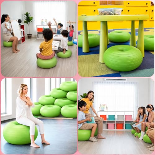 CHMKMPZG Green 17.3in Inflatable Yoga Ball Chair - Anti-Slip Donut Stability Stool