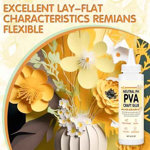 PH Neutral PVA Glue 8.5 Oz, Archival Quality Acid-Free PVA Adhesive, Dries Clear and Remains Flexible Book Binding Glue for Paper Crafts, Framing, Collages (8.5Oz)
