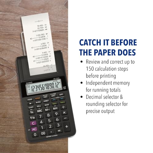 Casio HR-10RC Mini Desktop Printing Calculator - Black, Business & Office