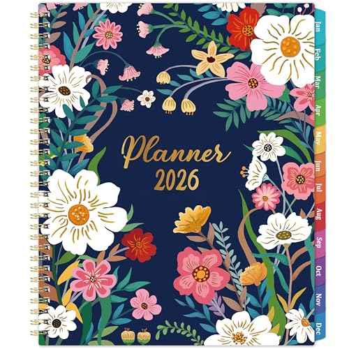 2026 Planner - 2026 Planner Weekly and Monthly from Jan. 2026 - Dec. 2026, Calendar 2026 Planners 8.5 x 11, 12 Monthly Calendar with Colorful Tabs, Inner Pocket and Floral Cover