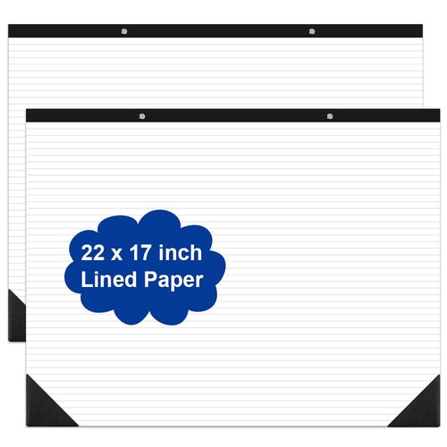 Yaridar (2-Pack) Large Lined Paper Pad - 22" x 17" Ruled Notepad, 100 Sheets/200 Pages Legal Pads, 100 gsm White Paper Notepad Desk Pad for School, Home, Office, Business
