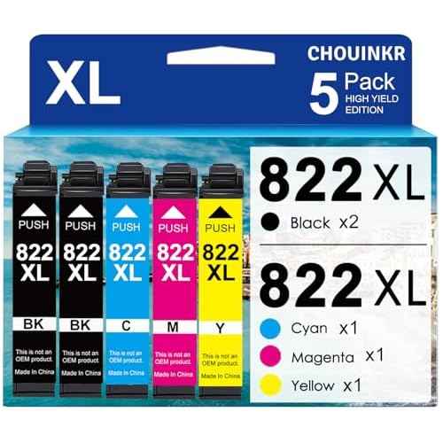 822XL Ink Cartridges Latest Upgrade Remanufactured for Epson 822XL 822 XL Ink Cartridges Use with WF-3820 WF-3823 WF-4820 WF-4830 WF-4833 WF-4834 Printer (2 Black Cyan Magenta Yellow)