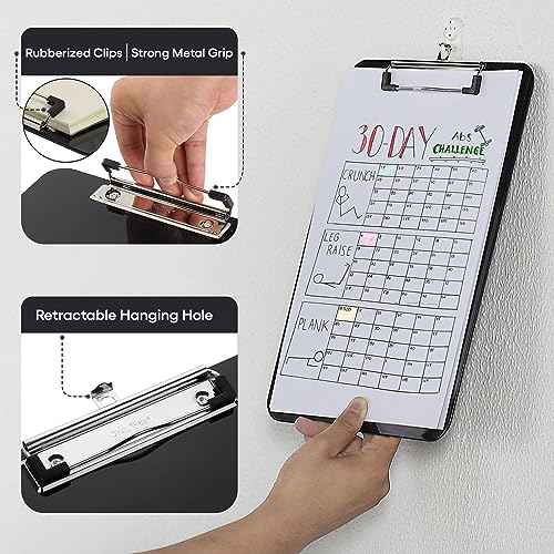 Mr. Pen- Plastic Clipboard, Letter Size, Black, Clipboard Plastic, Low-Profile Metal Clip with Retractable Hanging Hole