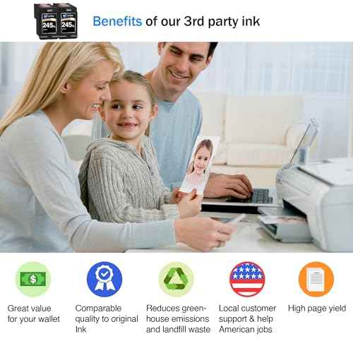 Cartlee Compatible Ink Cartridges Replacement for Canon Ink 245 for Canon PG-245xl Cartridge for iP2820 MG2420 MG2920 MG2922 MG2520 MG2924 MX492 (2 Black)