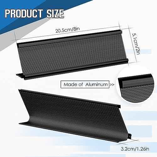 LEIFIDE 12 Pack Aluminum Name Plate Holder for Desk 2 x 8 Inch Blank Name Plates Office Business Desk Holder Desktop Table Display for Back to School Business Office Meeting Teacher Classroom(Black)