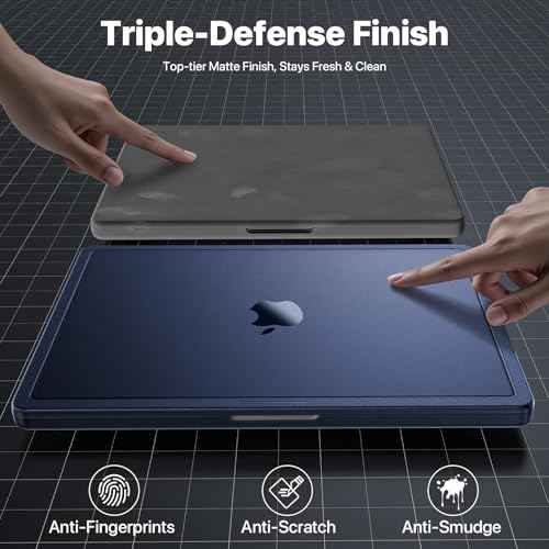 for MacBook Pro 14 inch Case M5 M4 M3 M2 M1 Pro/Max 2025 2024-2021 [CrackGuard Upgrade] [Seamless Fit] Cover Protective Hard Shell Case Laptop - Midnight Clear