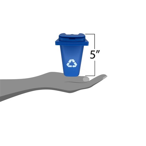 Mini Recycling Bin Desk Organizer with Lid, 5 inches Tall, Blue Bin (Dark Blue)