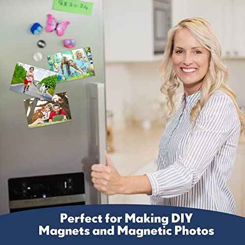 Macarrie 4 x 6 Adhesive Magnetic Sheets with Adhesive Backing Cuttable Magnetic Paper Stickers Flexible Peel and Stick for Picture Crafts Die Storage Photos(150 Pcs)
