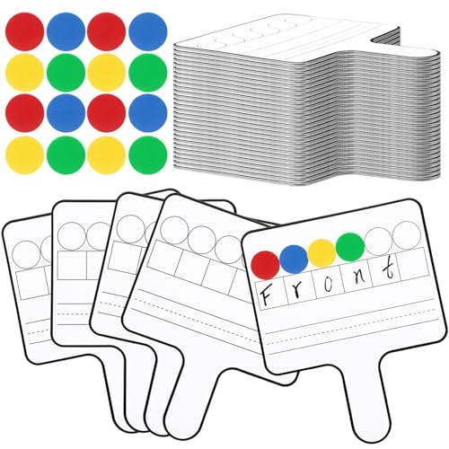 Seajan 18 Pcs Magnetic Paddle Set Education Dry Erase Double Side Handheld Answer Board with Magnetic Counters Discs Phonemic Awareness Phonics Games Toy for Students Kids Teaching Supply (Bright)