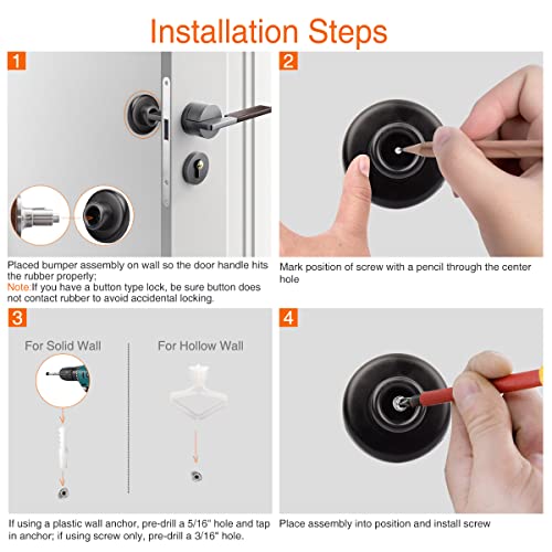 KOVOSCH Concave Wall Door Stop 2-1/2" OD Black Rubber Bumper – 1 Pack, Easy 3-Min Install