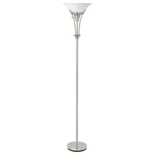 Coaster Home Furnishings - Archie - Torchiere Floor Lamp with Frosted Glass Shade and Metal Base - Living Room - 71-Inch - Brushed Silver - 901193