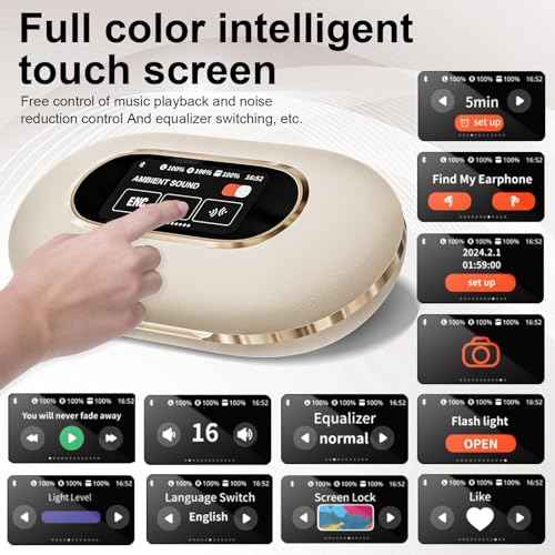 Language Translation Earbuds with Display, 3-in-1 AI Translator Earbuds, Real Time 144 Language Translator Earbuds for iOS and Android, Suitable for Business Travel Study (Beige)