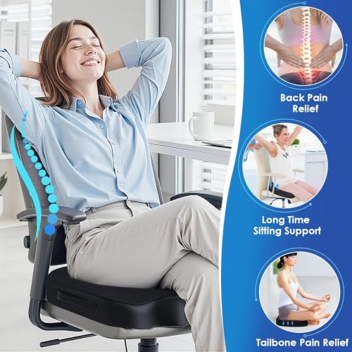 TushGuard Memory Foam Seat Cushion - Black, Large for Office Chair, Car