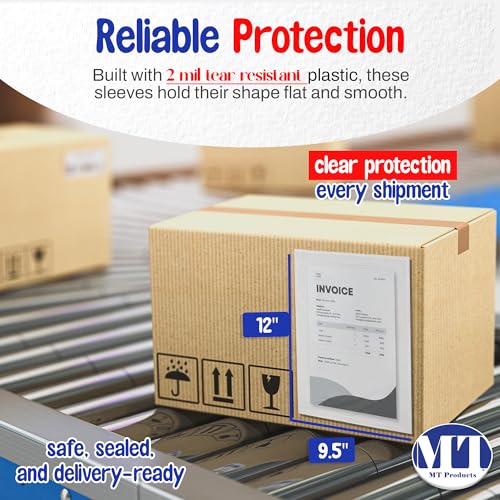 6.5 x 10 Inch Shipping Label Envelope Pack of 100 - Waterproof Packing Slip Pouches for Shipment & Return