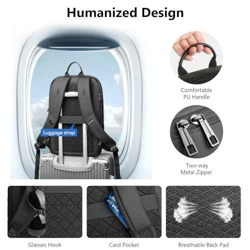 Backpack for Men, Slim Laptop Backpack with USB Charging Port, 15.6 Inch Lightweight Business Travel Backpack, Water Resistant Laptop Bag for Work Office College-Black