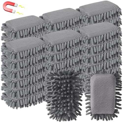 Sherr 36 Pcs Microfiber Shag Magnetic Erasers Bulk Washable Dry Erase Whiteboard Erasers for Whiteboard, Chalkboard, and Memo Boards Marker, Chalk Mark, Home School Classroom Office(Gray Color)