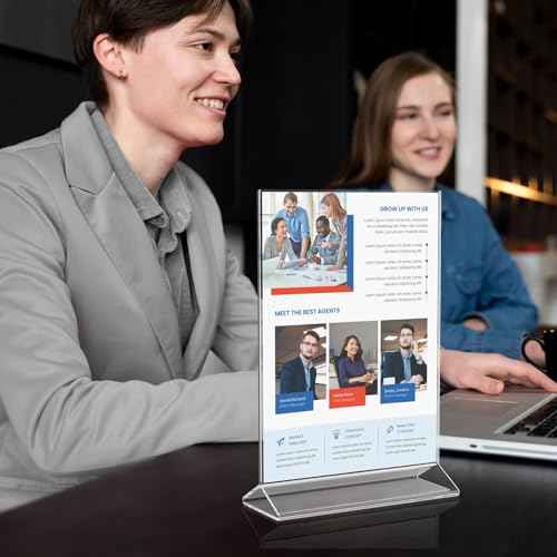 MaxGear Acrylic Sign Holder Table Card Display 5 X 7 inches Clear Sign Display Holder Plastic Table Menu Stand Double Sided Ad Picture Frame for Office, Home, Store, Restaurant, 12 Pack