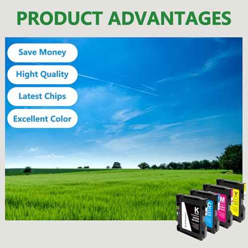 SG500 SG1000 Sublimation Ink Cartridge with Latest Upgraded Chip No AB Version Compatible with Sawgrass Virtuoso SG500 SG1000 Printer Pack of 4 (BK/C/M/Y)