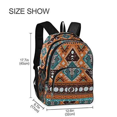 ALAZA Indian Tribal Aztec Geometric Pattern with Skulls Backpack Daypack Laptop Work Travel College Bag for Men Women Fits 15.6 Inch Laptop