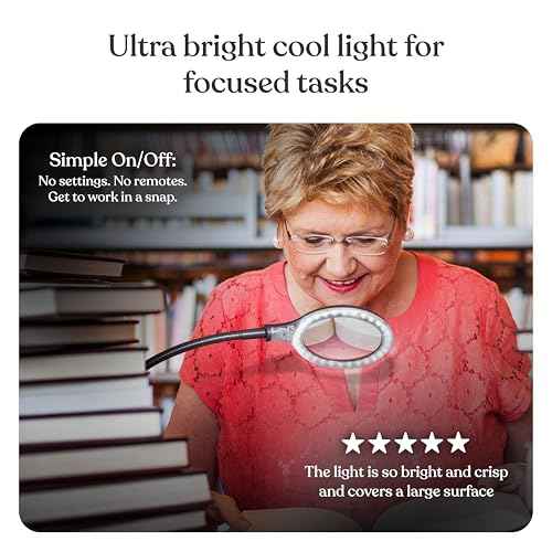 Brightech LightView Pro Flex 2 in 1 Magnifying Desk Lamp, 2.25x Light Magnifier, Adjustable Magnifying Glass with Light for Crafts, Reading, Close Work