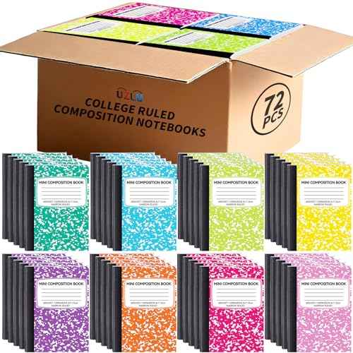 72 Pack Mini Composition Notebooks Bulk College Ruled Half Composition Notebook Narrow Ruled Small Pocket Marble Journal 8 Colors-4.5" x 3.25"-60 Sheets for Kids Students Office School Supplies