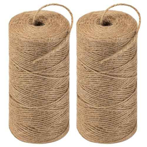 Twine String 1312 Feet Long Jute Twine Hemp Rope for Gardening Crafts Giftwares Wrapping Packing Wedding Decor, Brown 2 Rolls