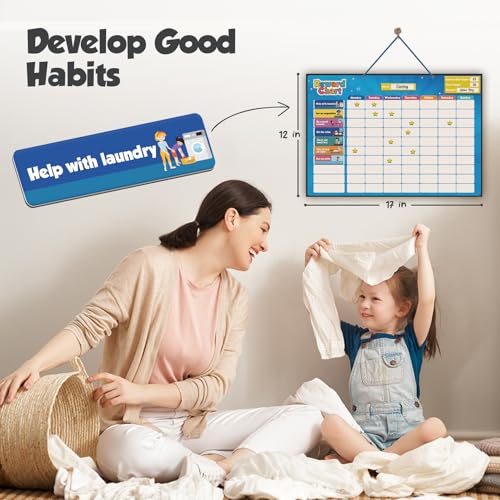 Kids Responsibility Reward Chart with 3D Stars & Customizable Chore Magnets