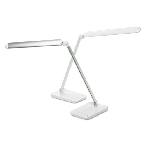 Safco 1001WH Vamp LED Modern ABS Desk Lamp with USB Port and Dimmer Switch, White