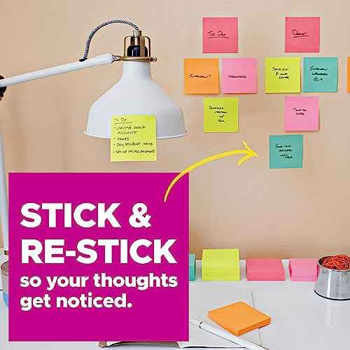 Bundle of Post-it Super Sticky Notes, 3x3 in, 24 Pads, Supernova Neons and Post-it Mini Notes, 1.5x2 in, 24 Pads, Poptimistic Collection, Bright Colors