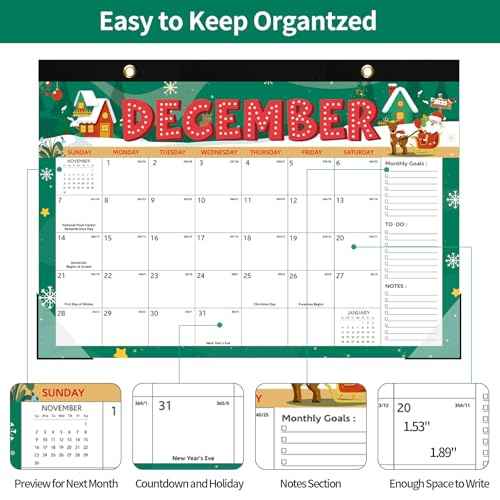 Desk Calendar 2025-2026, 21 Months Runs from October 2025 to June 2027 Large Size 17" X 12" Monthly Wall Calendar Desktop Planner with To Do List for Home Classroom School Office(Festive)