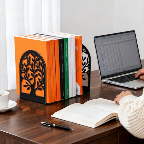 HappyHapi Metal Book Ends - Decorative L-Shaped Shelving Support, 7 Pairs