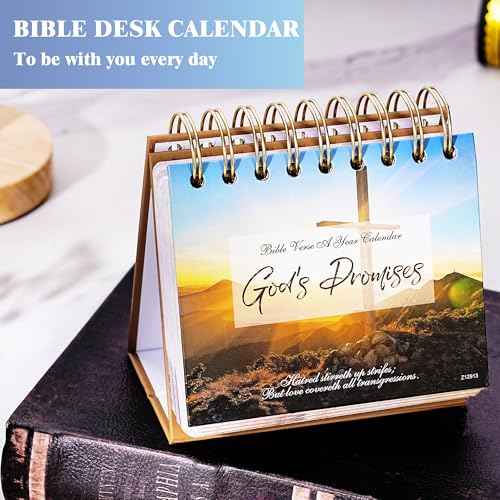 Desk Calendar - Bible Verse Desk Calendar Flip, 4.9" x 4.5", Undated Daily Bible Calendar, Perpetual Calendar, 366 Days of Inspirational Quotes