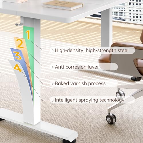 Veken 55-Inch White Electric Standing Desk with Memory Presets and Cable Management