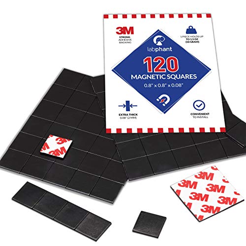 120 Magnetic Squares with 3M Adhesive Backing - 20x20x2mm DIY Magnets on Tape Sheets