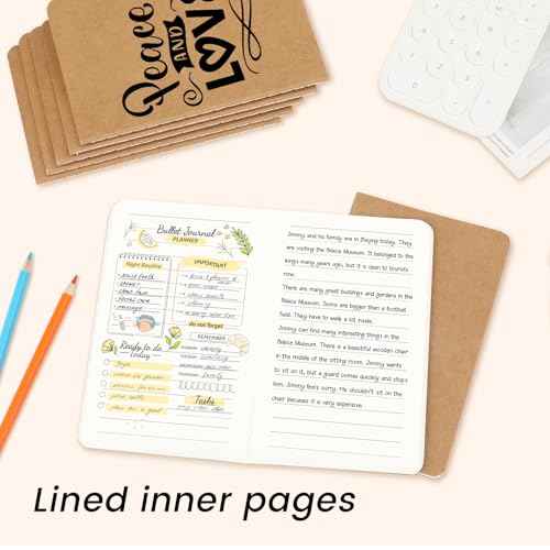 Oucaru 32PCS Mini Notebooks Bulk, 3.5" x 5.5", Brown, 60 Pages Lined Paper Small Pocket Notebook Set, Mini Journal Memo Notepads for Kids, Students, Traveler, School Office Supplies
