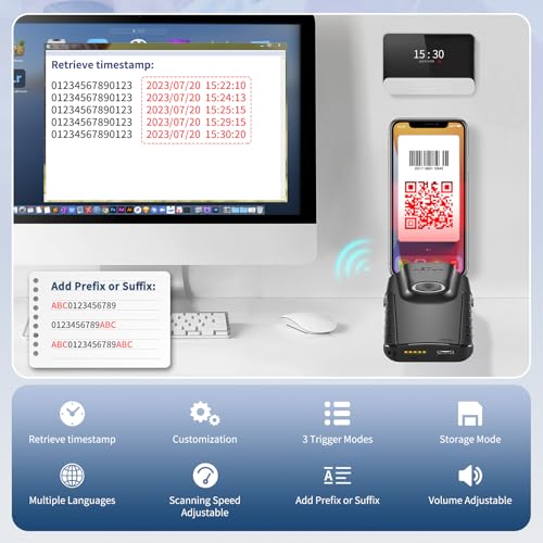 NETUM E800 2D Bluetooth Barcode Scanner - Portable QR & Barcode Reader