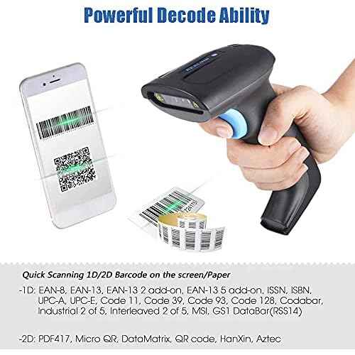 REALINN Wireless 2D QR Barcode Scanner Rechargeable Automatic Handheld Code Reader Dustproof Waterproof Shockproof Fast and Precide for Mobile Payment, Store, Supermarket, Warehouse
