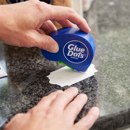 Glue Dots, Dispenser for everyday uses, 6-pack, 750 total dots, 3/8", .375 Inches, Movable, Repositionable, Multi-Functional, Label Containers, Glue Stick and Tape Alternative, Clear