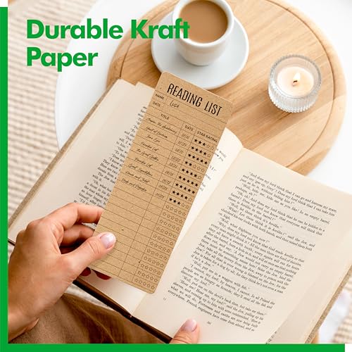 Gethelud Reading List Bookmarks Kraft Set - 110 Bulk Bookmarks for Book Lovers, Students & Teachers, Back-to-School Gifts