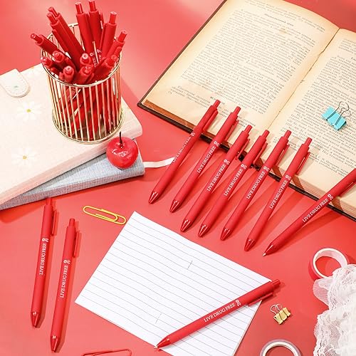 Cholemy 400 Pcs Red Ribbon Week Ballpoint Pens Live Drug Free Red Ribbon Awareness Pens Bulk Black Ink Retractable for Volunteer Fundraising Charity Event Party Favors Activity Supplies